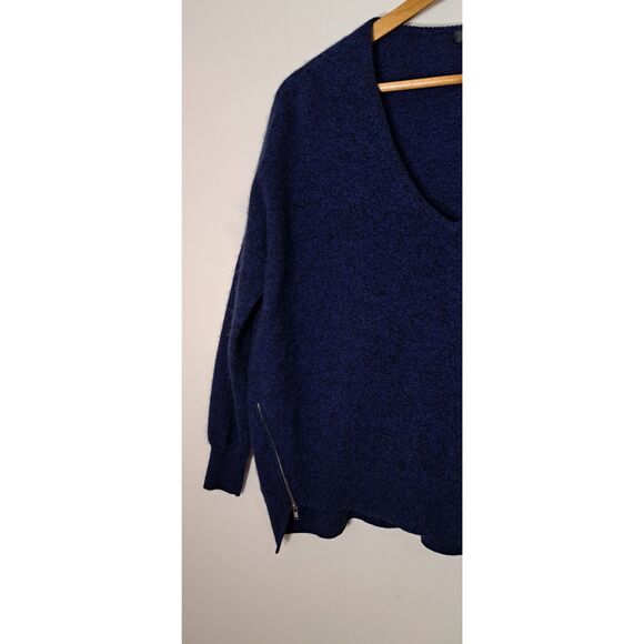 Aqua cashmere womens large blue cashmere sweater zip azure blue cobalt - Picture 5 of 9